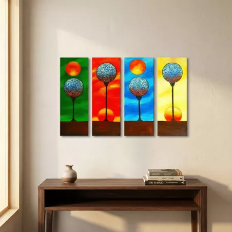 Quadriptych earth and sun, 25x80 cm x4