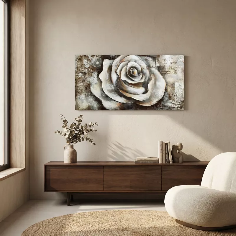 Rozenknopje op gestructureerde achtergrond, 120x60x4 cm