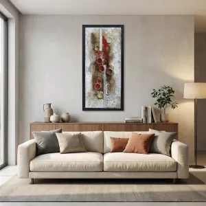 Abstract schilderij, cilindercollage, 120 x 60 cm