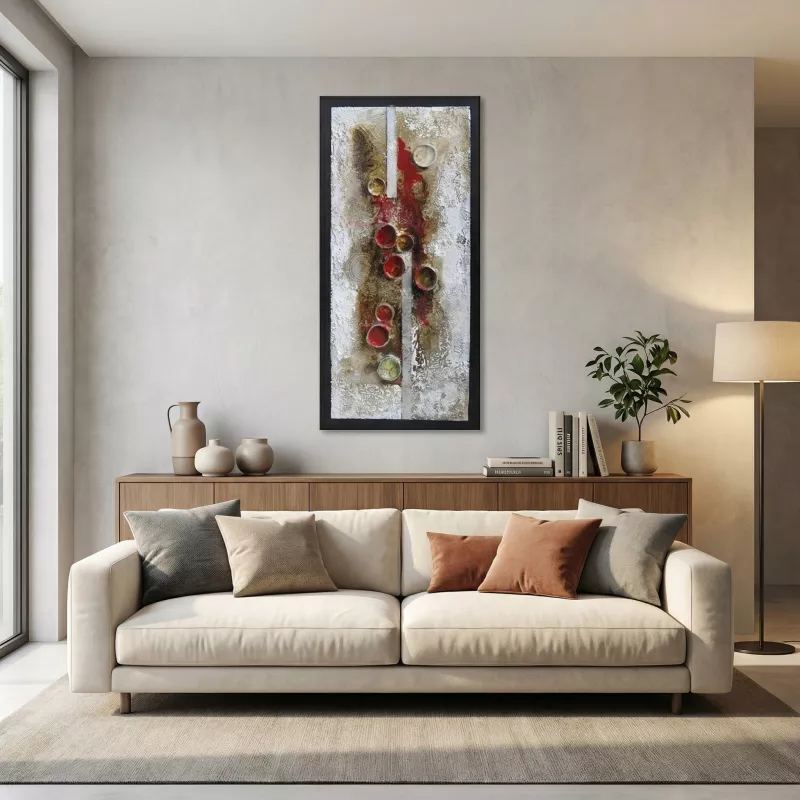 Abstrakte Malerei Collage Zylinder, 120 x 60 cm