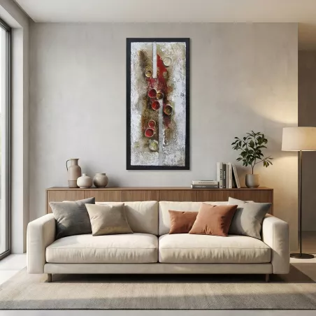 Abstrakte Malerei Collage Zylinder, 120 x 60 cm