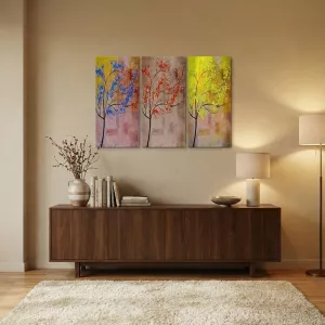 Triptyque arbres colorés