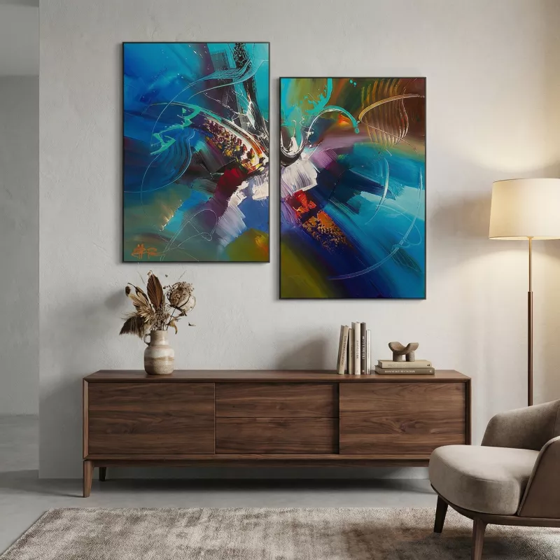 Diptyque bleu 50x70 cm