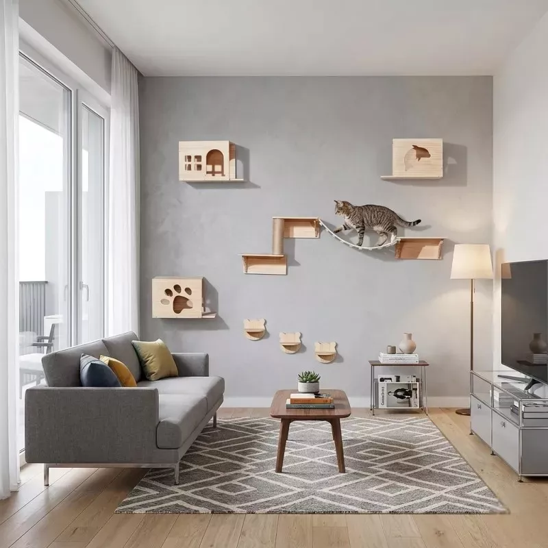 Katträd i massivt trä - elegant design för lek och avkoppling