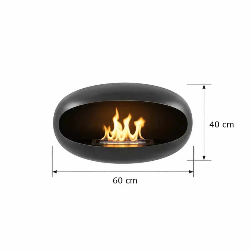 Chimenea de etanol suspendida Centonova - Cerrada por un lado Altura H. 200 cm - Tubo de 160 cm