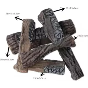 Set of 5 logs for an ethanol fireplace