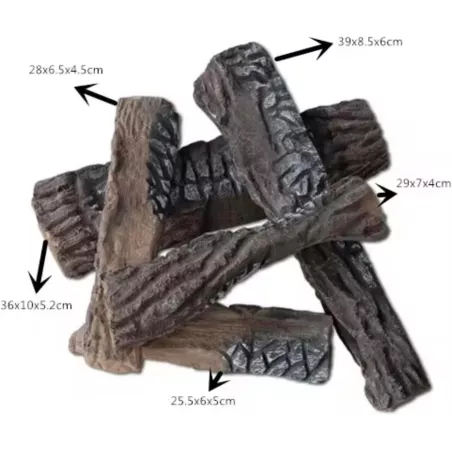 Set of 5 logs for an ethanol fireplace