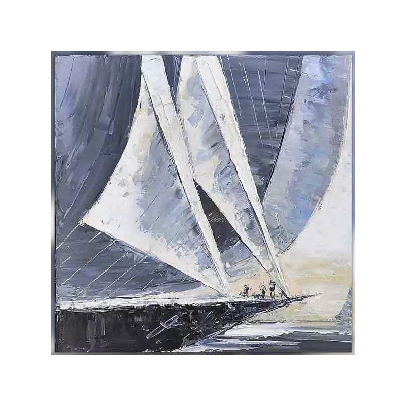 Tableau voilier bleu marine, format 80 x 80 cm