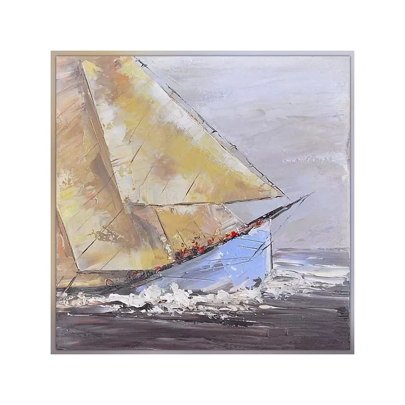 Toile de marin, bateau faisant naufrage, 80x80cm