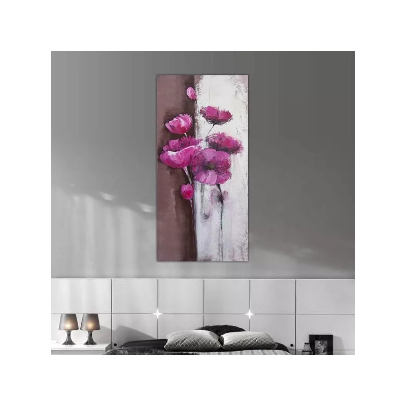 Peinture de roses sur tableau vertical, tableau fleuri