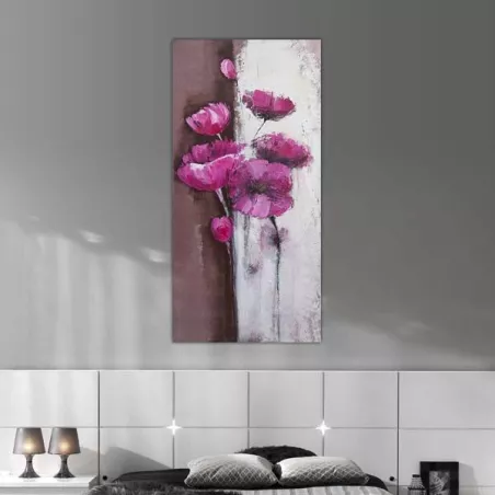 Maleri af roser på et lodret bræt, blomstermaleri