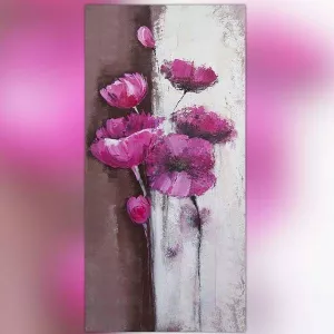 Peinture de roses sur tableau vertical, tableau fleuri