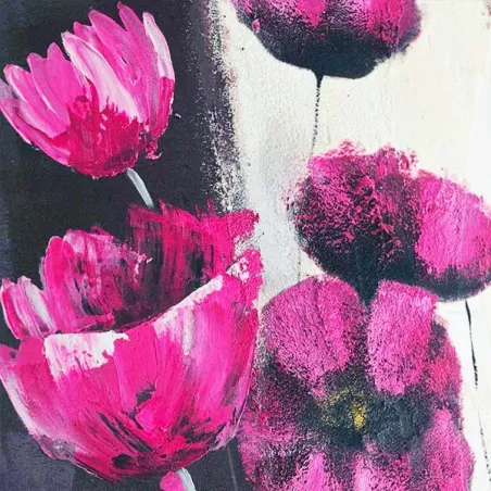 Maleri af roser på et lodret bræt, blomstermaleri