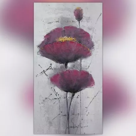 Pintura de papoilas violetas, tela de flores 60x120cm