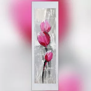 Peinture de fleur sur feuille alu, 40 x 120 cm : WIkao