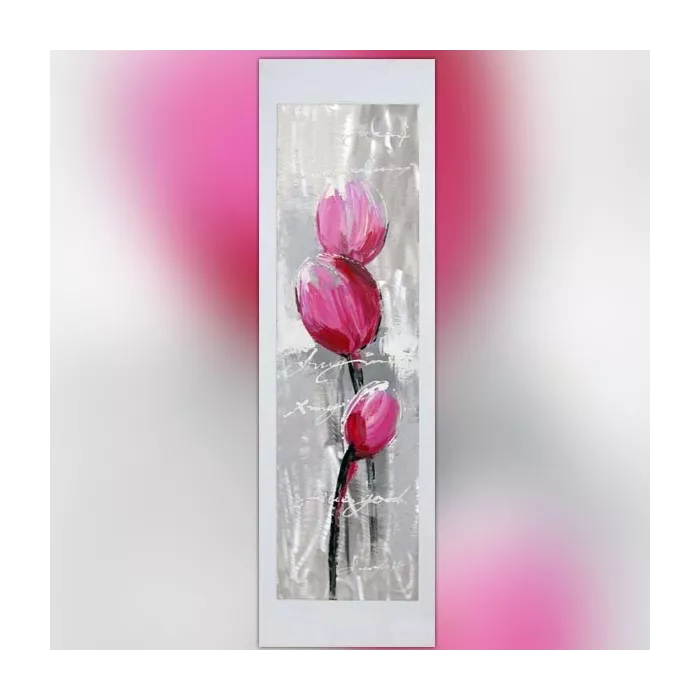 Peinture de fleur sur feuille alu, 40 x 120 cm : WIkao