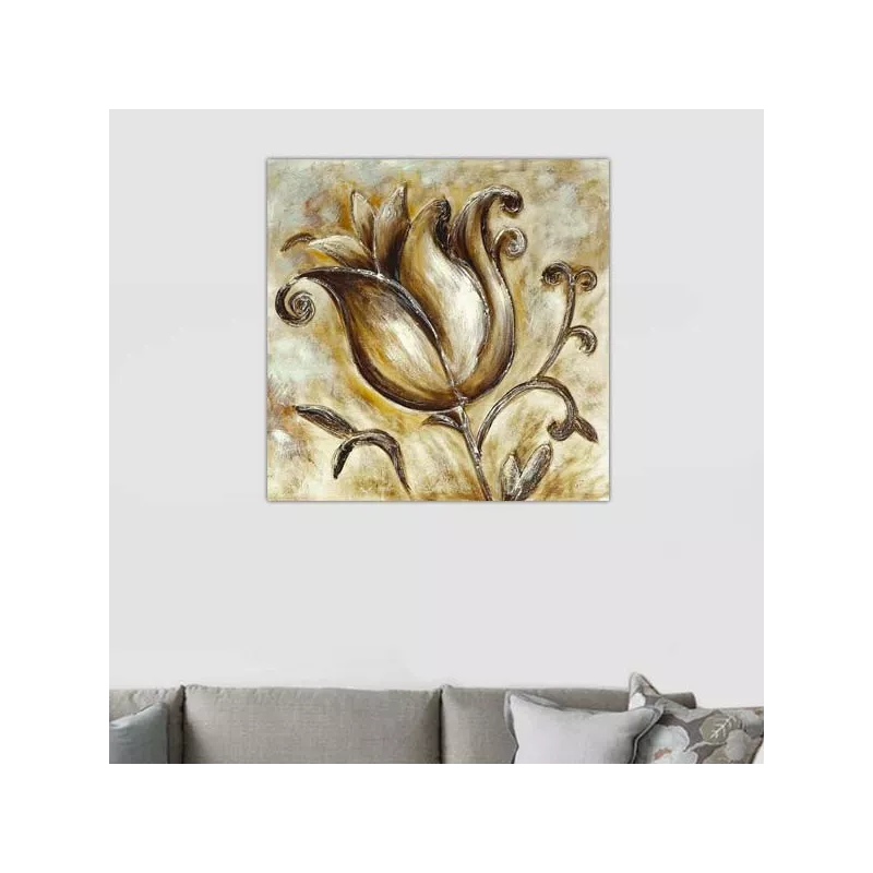 Stylised rose flower painting, 76x76cm