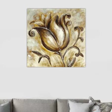 Stylised rose flower painting, 76x76cm