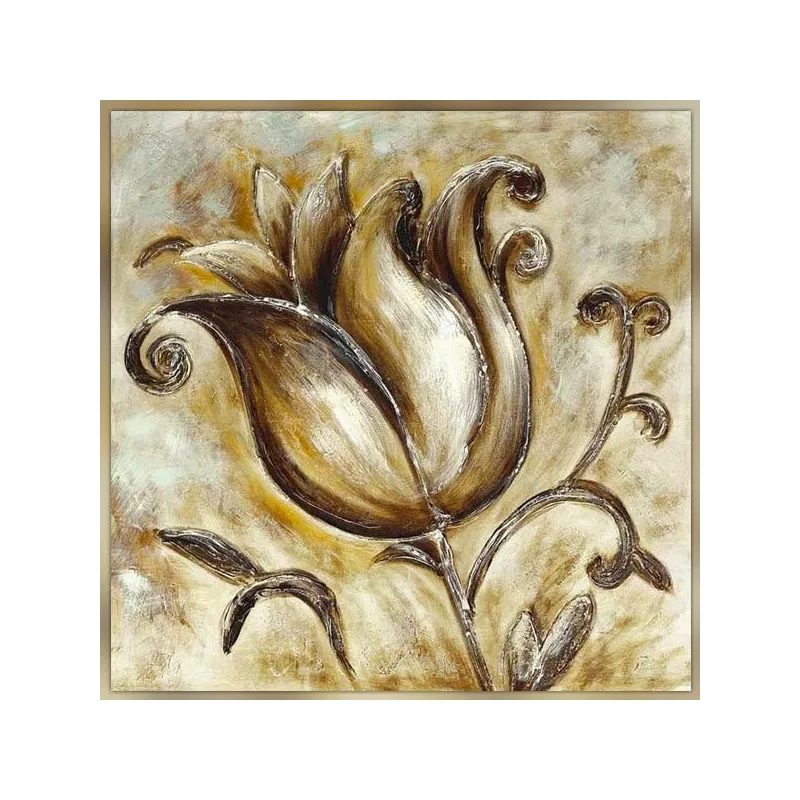 Stylised rose flower painting, 76x76cm