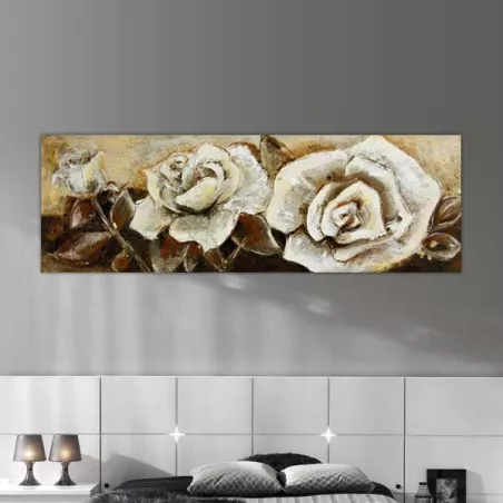 Peinture de bouton de rose panoramique, 120 x 40 cm