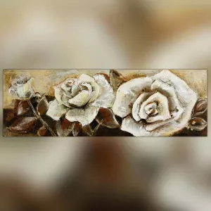Peinture de bouton de rose panoramique, 120 x 40 cm