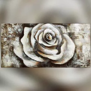 Tableau bouton de rose sur fond texturé, 120x60x4 cm