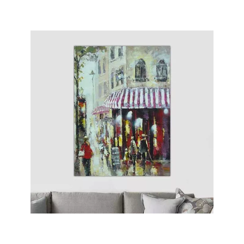 Peinture d'une devanture de café Parisien