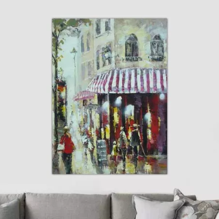 Peinture d'une devanture de café Parisien