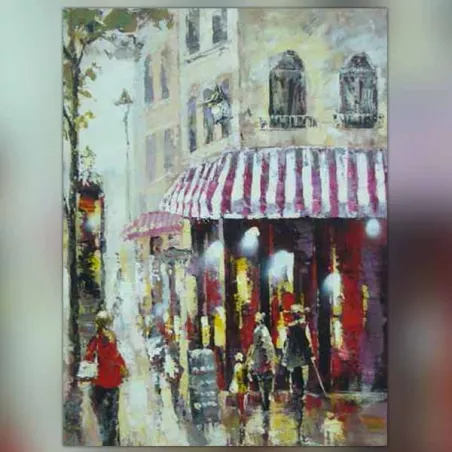 Peinture d'une devanture de café Parisien