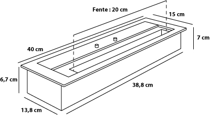 Bruleur ethanol largeur 40 cm