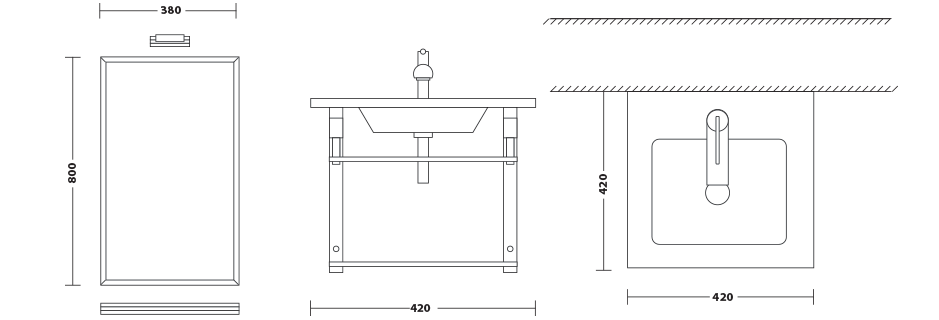 Lavabo verre James, dimensions