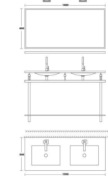 Lavabo en verre Aida, schéma de montage