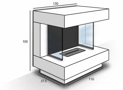 Dimensions cheminée éthanol Prestige