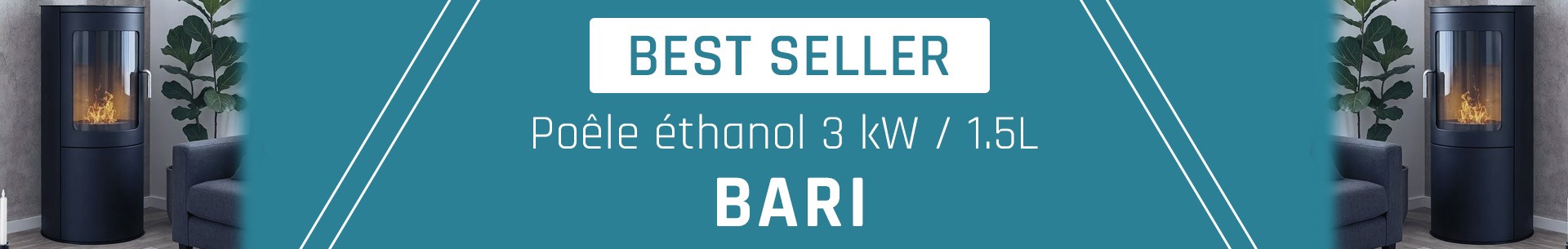 Poêle éthanol BARI 3 kW 1.5 L